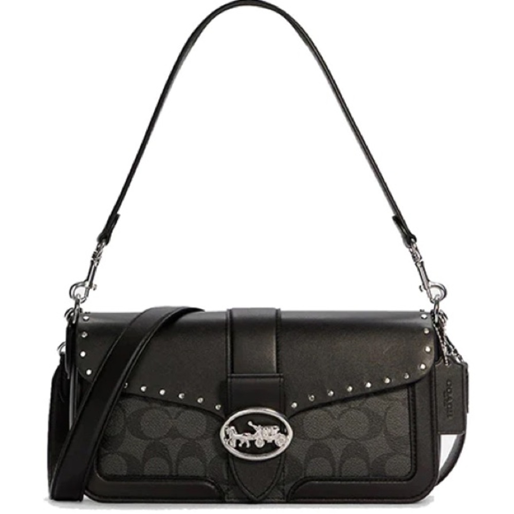 Coach Georgie shoulder crossbody bag with Rivets Black